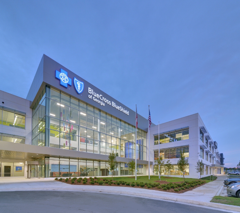 A new office building developed by The Molasky Group for Blue Cross and Blue Shield of Georgia (BCBSGa), the state's largest health solutions company, opens today in the Muscogee Technology Park in Columbus. The new 235,000 square foot facility will house approximately 1500 employees and will be BCBSGa's main hub for servicing its nearly 3 million members with healthcare plans, including medical, dental, life and specialty programs. (PRNewsFoto/The Molasky Group)